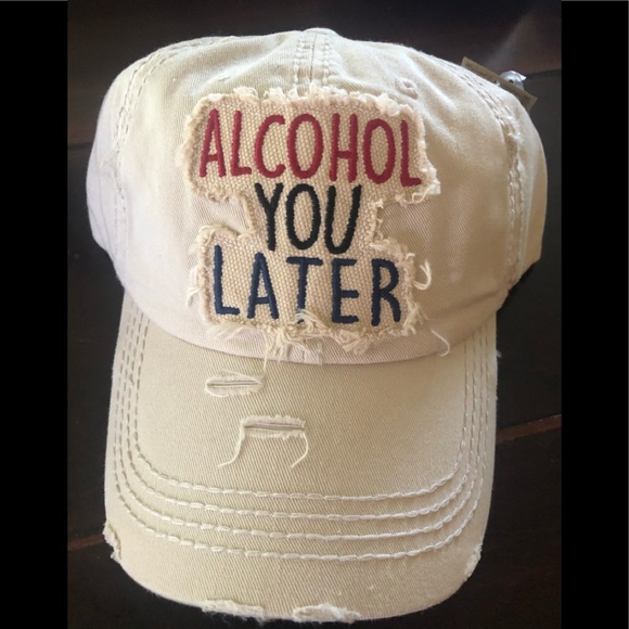 KBETHOS Accessories - KBETHOS “ Alcohol Call You Later” White Hat NWT